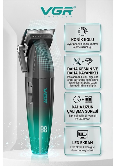 V-003 Profesyonel Saç Kesme Makinesi 9000 Rpm Vektör/manyetik Motor Dlc Bıçak Şarjlı Tıraş Makinesi