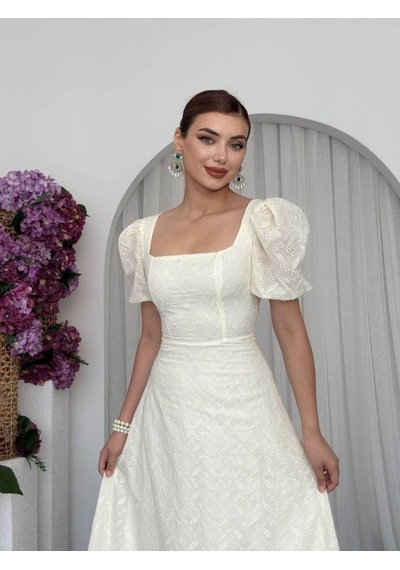 Etiler Collection Lına Midi Elbise Beyaz