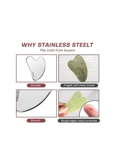 Metal Gua Sha Yüz Aletleri, Yüz İçin Guasha Aracı,% 100 304 Paslanmaz Çelik Gua Sha Aracı, Yüz, Vücut Ve Yüz İçin Premium Guasha Seti Cilt Sıkılaştırmak İçin Gua Sha Taşı
