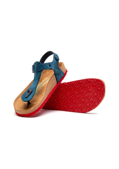 Comfortfusse Gerda - Kadın Ortopedik Hakiki Deri Sandalet Lacivert Nubuk Deri