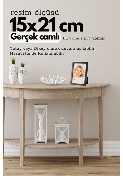 Siyah-20mm Çerçeve Camlı 15x21 Cm Fotoğraf Resim Çerçevesi Ayaklı Veya Duvara Asma Yatay-dikey 47613342