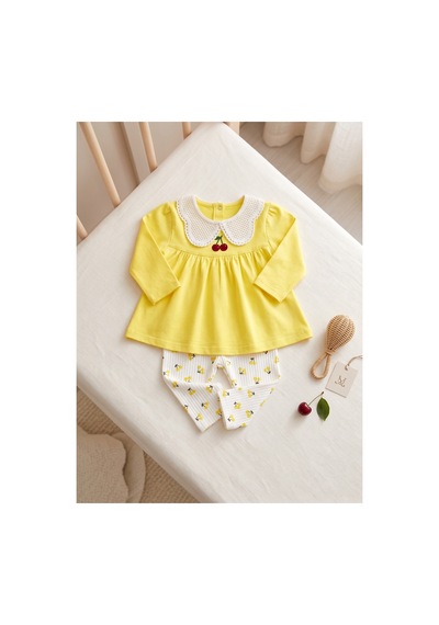 Deniva Kids Kız Bebek & Çocuk Dantel/örgü Bebe Yaka Kiraz Nakışlı Tunik Ve Ribana Çiçek/kiraz Desenli Tayt 2'li Alt Üst Takım Sarı Deniva Kids Kız Bebek & Çocuk Dantel/örgü Bebe Yaka Kiraz Nakışlı Tunik Ve Ribana Çiçek/kiraz Desenli Tayt 2'li Alt Üst Takım Sarı