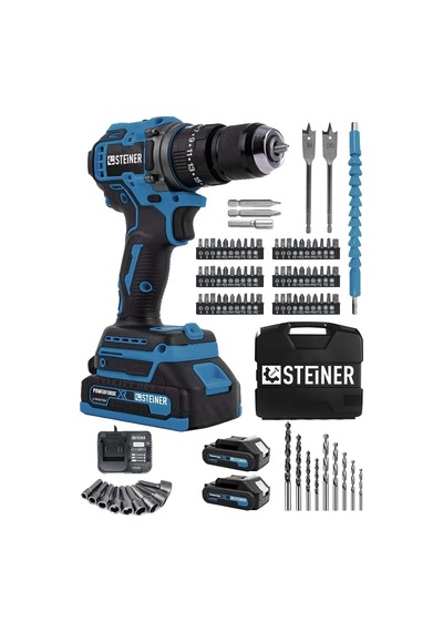 21v Çift Akü Kömürsüz Motor Çelik Mandren Darbeli Akülü Vidalama Şarjlı Matkap 84 Parça Usta Set