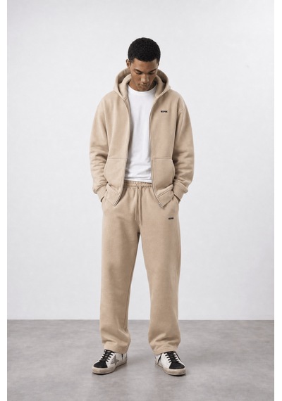 Erkek Respire Basic Oversize Zip Bej