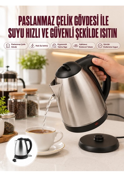 Çelik Su Isıtıcı Kettle Dayanıklı Paslanmaz Çelik Uzun Ömürlü - Lisinya