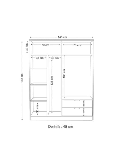 Moderno Xl 4 Kapaklı 2 Çekmeceli Gardırop Geniş Aileler İçin Şık Çözüm Beyaz