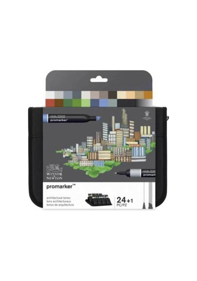 Winsor Newton Promarker Çift Uçlu Keçeli Kalem 24'lü - Mimarlık T