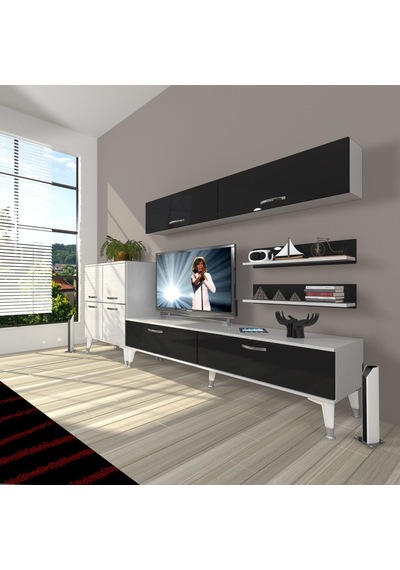Decoraktiv Eko 6y Slm Std Silver Tv Ünitesi Tv Sehpası Beyaz - Siyah
