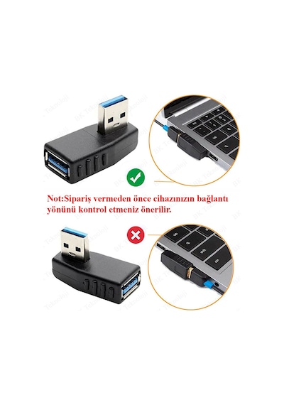 Usb 3.0 Sol Açılı Konnektör Erkek Dişi 90 Derece Uzatma Adaptörü