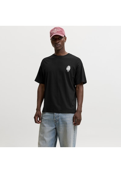Jack & Jones Erkek Sirt Baskili Loose Fit Tisört - Boye - 12300395 Siyah