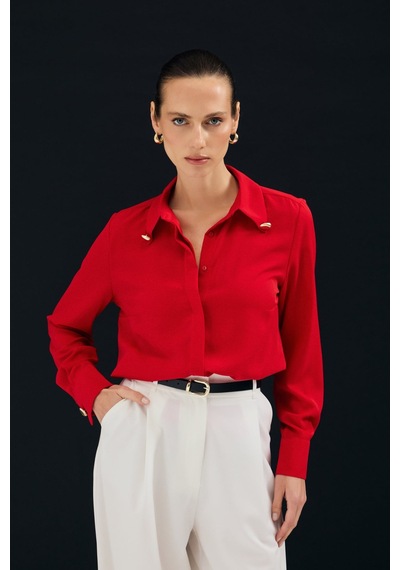 Sateen Lucy Gömlek - Kırmızı-137111