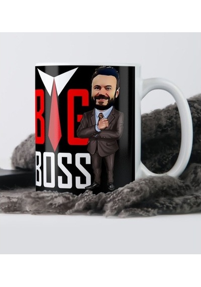 Kişiye Özel Bay Big Boss Karikatür Beyaz Kupa Bardak - 5