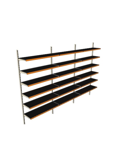 6 Katlı 3'lü Duvara Monte - Standart Market Rafı Mavi-30x95 Cm Mavi