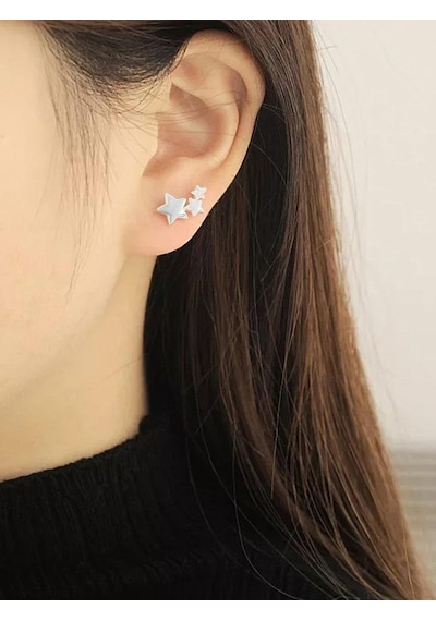 Brezza Lusso Jewelry Gümüş Sıralı Yıldızlar Bayan Küpe