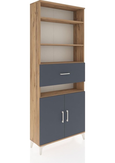 Arges Dolap 5 Raflı Tek Çekmeceli 2 Kapaklı 88x30x221 Çam-ant... Çam