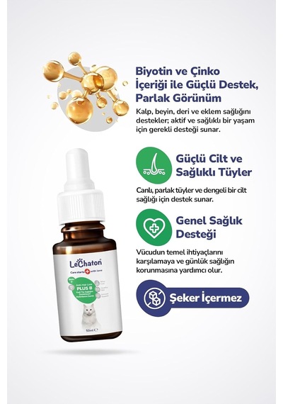 Tr Kedi Tüy Döküm Dökülmesi Önleyici Engelleyici Damla Kediler Için Biyotin Multivitamin 50ml
