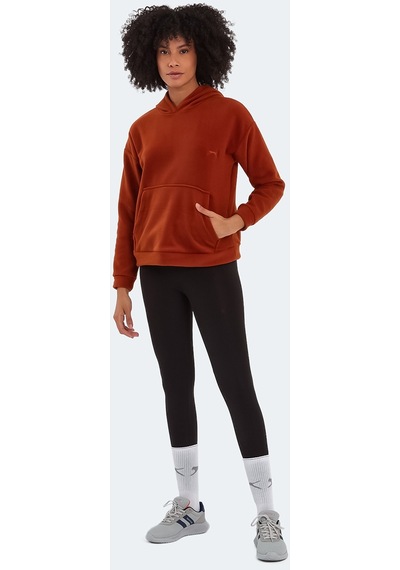 Slazenger SASSA IN Kadın Kapüşonlu Cepli Kiremit Polar