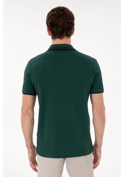 U.S. Polo Assn. Erkek Slim Fit Polo Yaka Koyu Yeşil Tişört 50298081-VR079