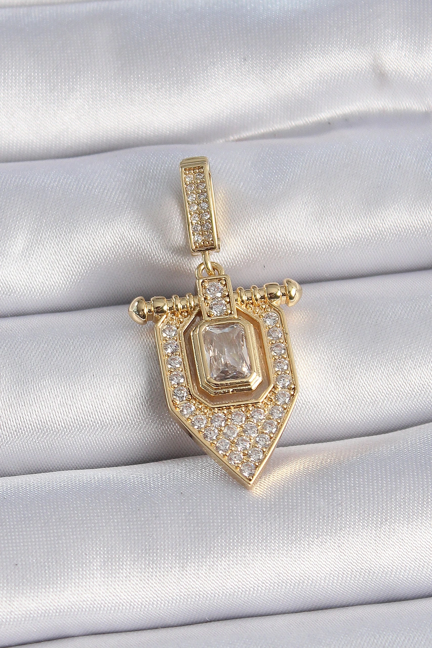 Pirinç Baget Zirkon Taşlı Ajda Charm Gold Renk Çok Renkli