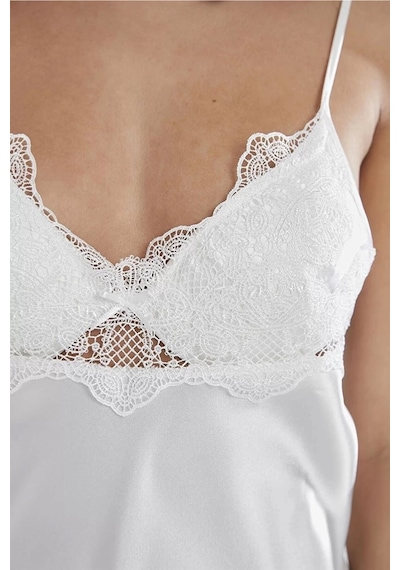 Pierre Cardin 6335 6'lı Saten Gecelik Sabahlık Takım Ekru