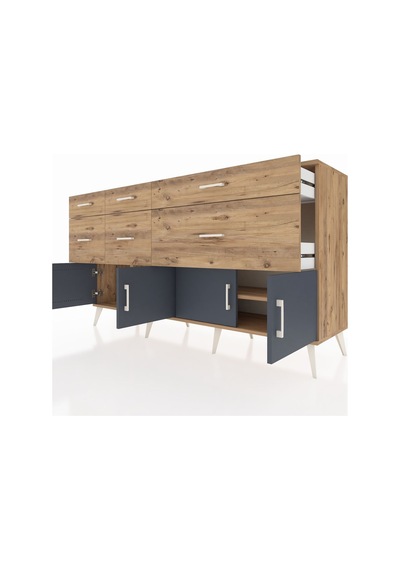 Kronos Konsol Tek Raflı 6 Çekmeceli 4 Kapaklı 176x59x99 Çam-antra Çam-antrasit/çam Kronos Konsol Tek Raflı 6 Çekmeceli 4 Kapaklı 176x59x99 Çam-antra Çam-antrasit/çam