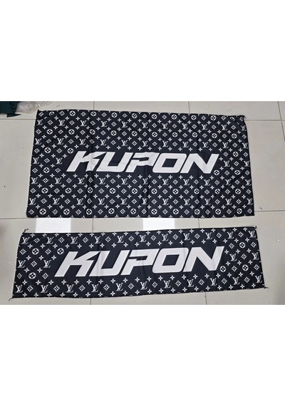 Sıyah Kupon Lv Desenli Torpido Ve Sırt Havlusu Seti 2 Adet Torpido 35x135 , Sırt 70 X 135 Anahtar