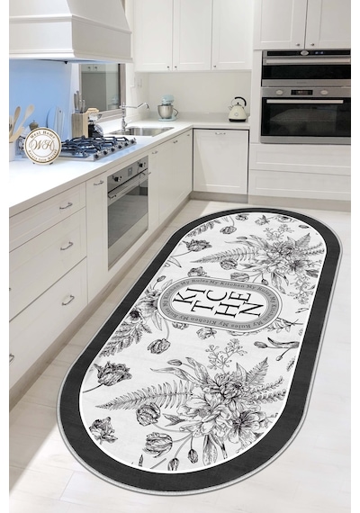 West Home Makinede Yıkanabilir Kaymaz Taban Leke Tutmaz Gri Mutfak Halısı Mutfak Yolluk Ve Balkon Halısı Wh 598 Greym
