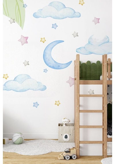 Şirin Bulutlar Temalı 20 Parça Çocuk Ve Bebek Odası Dekoratif Duvar Sticker Seti