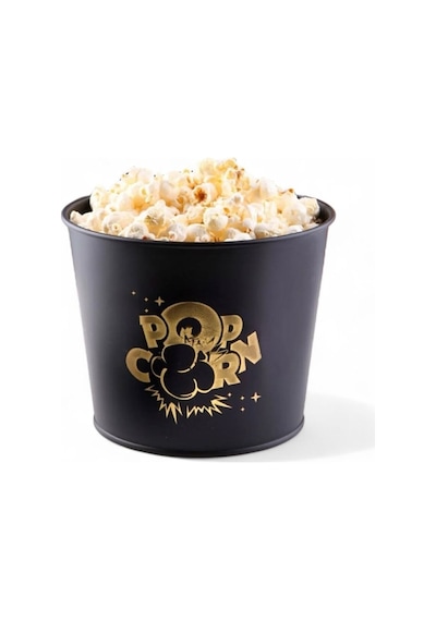 Toptanfoni Metal Popcorn Kutusu - Patlamış Mısır Kovası 1 Adet Siyah