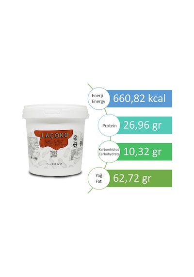 Laçoko Kova Şekersiz Katkısız Glutensiz Vegan Doğal Çifte Kavrulmuş Yer Fıstığı Ezmesi 1 KG