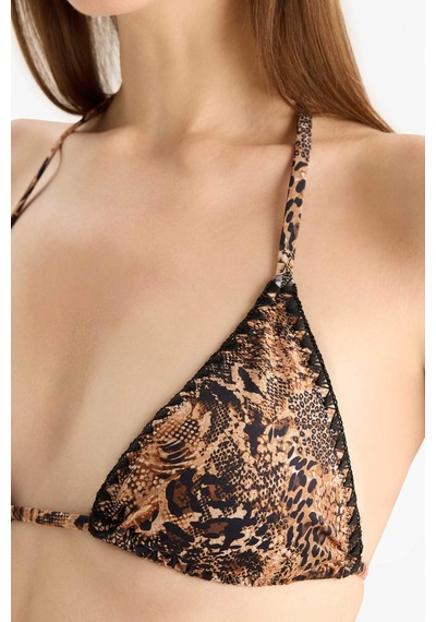 Defacto Love Regular Fit Leopar Desenli Üçgen Bikini Üstü-fall İn Lo E3895ax25smbk81 Siyah