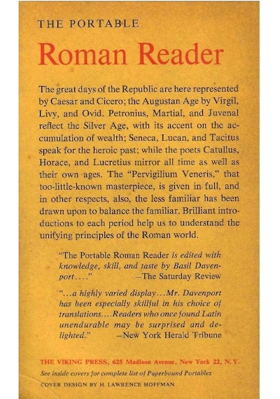 The Portable Roman Reader The Culture Of The Roman State - Basil Davenport