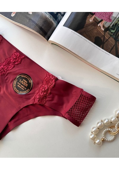 Orijinal Lazer Kesim Üstün Kalite Spandex Invisible Dikişsiz Dant Bordo