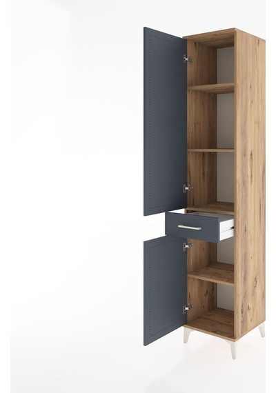 Hyperion Dolap 4 Raflı Tek Çekmeceli 2 Kapaklı 44x44x221 Çam-... Çam