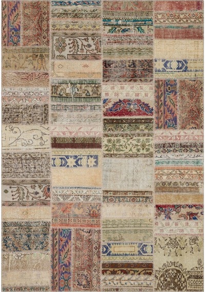 Yaratıcı Desenlerle Süslenmiş Patchwork Halı 230x160 Cm 6329
