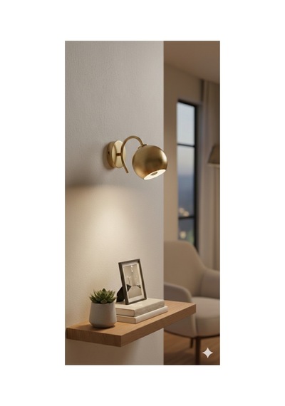 Küre Duvar Led Aplik Mat Gold Eskitme Kaplama Gu10 Os Ram Tasarruflu Led Ampül Duvar Aplik Siyah