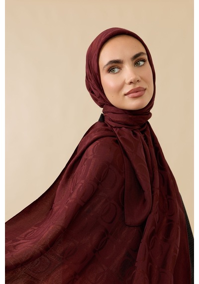 İmannooor Dama Desen Bordo Naia Pamuk Şal 70x200 Bordo-burdgundy