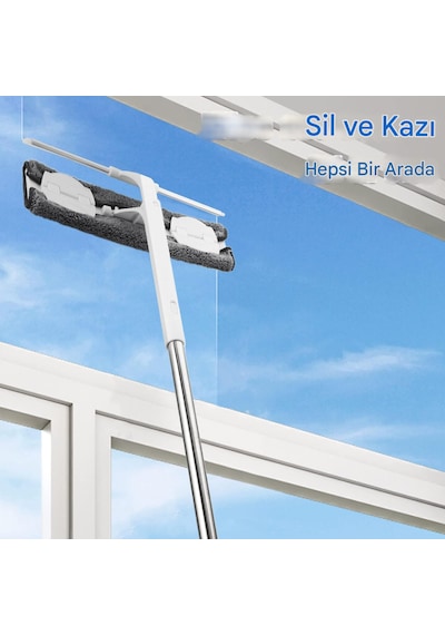 2'si 1 Arada Pencere Temizleme Aracı İç Mekan/dış Mekan Pencere Gri