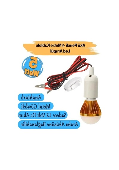4 Metre Kablolu 12 V Seyyar Led Ampul Anahtarlı 5w Aydınlatma Beyaz Işık