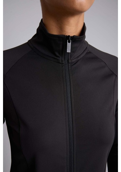 Defacto Esnek Kumaş Fermuarlı Reglan Kol Fitted Dik Yaka Sporcu Hırka H5287ax26aubk81 Siyah-bk81