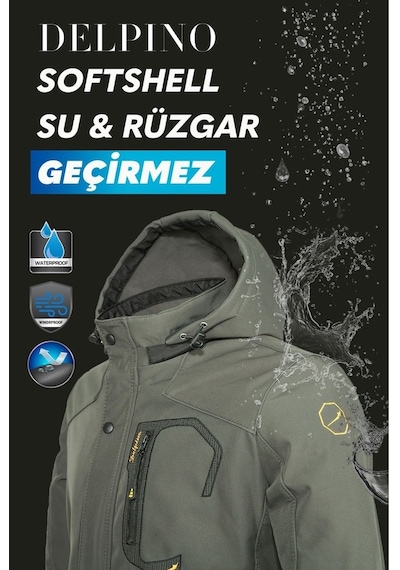 Delpino Erkek Su Ve Rüzgar Geçirmez Softshell Mont 434274507 - Siyah