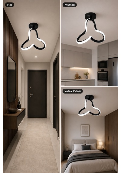 AvizeGO Cevina Led Plafonyer Avize Beyaz Işık Siyah