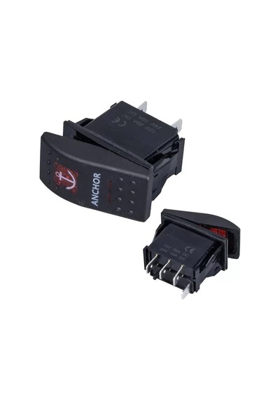 Çapa Irgatı Sembollü Yaylı Işıksız 3 Pinli On-off 12-24v Marin Switch