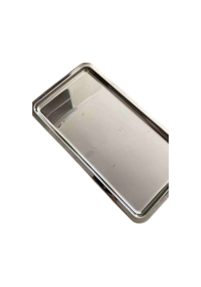 Pastane Servis Tepsisi 33x18 Cm No:2 Paslanmaz Çelik Gümüş Renk Dikdörtgen Sunum Tepsisi 6 Adet Gümüş