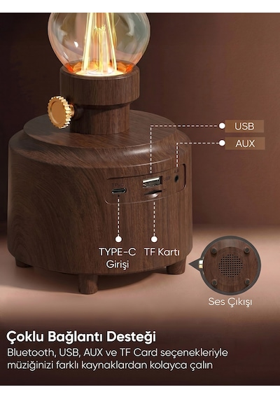 Mikado Md-1 Lüxound 1800mah 5w Kahverengi Bluetooth-aux-usb-tf Card Destekli Işıklı Speaker