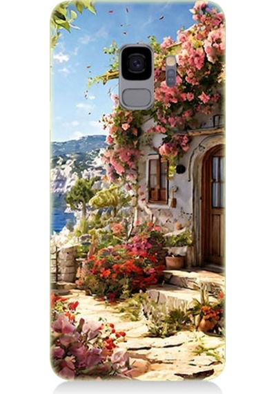Samsung Galaxy S9 Uyumlu Çiçekli Ev Desenli Silikon Kılıf