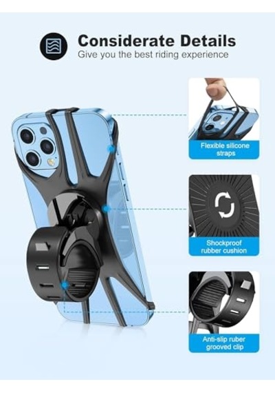 Orret Home Bisiklet İçin Silikon Telefon Tutucu, 360 Derece Dönebilen, Tüm Telefonlarla Uyumlu, Güvenli Ve Esnek Tu Diğer