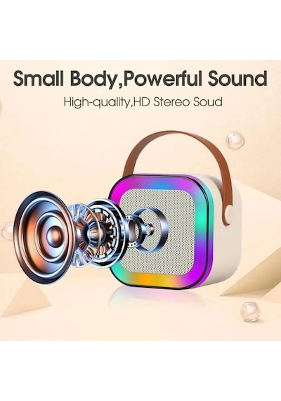 Karaoke Hoparlör 5w Tf Kart/usb/tws Özellikli 2inch Bass Mikrofonlu Rgb Işıklı Bluetooth Speaker