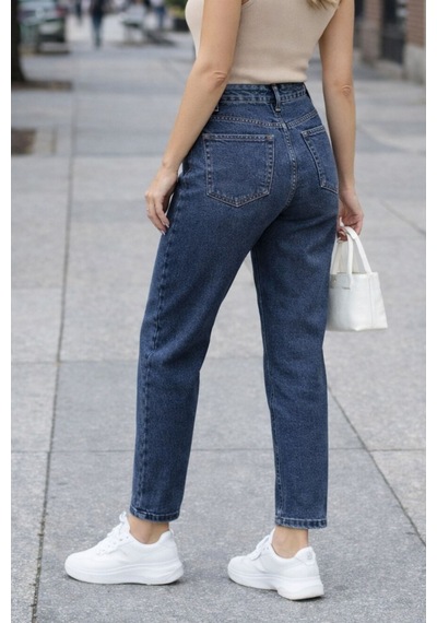Cedy Denim Kadın Yüksek Bel Soho Boyfriend Jean C599 Mavi