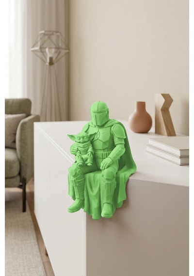 Zırhlı Savaşçı Ve Yeşil Yaratık Figürü Oturan Biblo 7x10 Cm